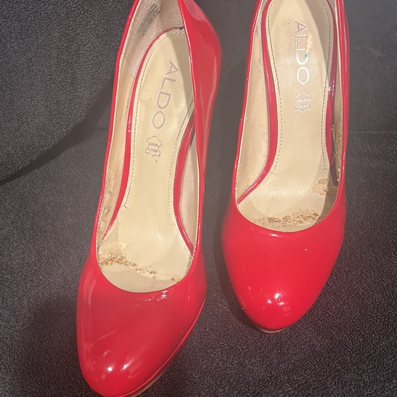 Aldo Red Patent Leather Platform Stiletto Heels - Picture 2 of 6